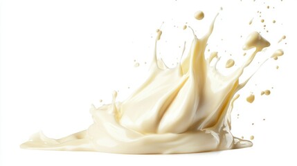 Splashing Condensed Milk Isolated on White Background