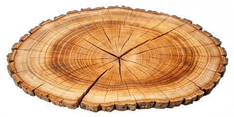 Fototapeta premium Natural Wood Slice with Growth Rings, Isolated, Tree Trunk, wood texture, nature, wood, rings