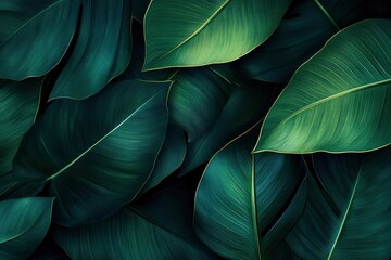 Obraz premium Nature leaves, green tropical forest, backgound illustration concept , ai
