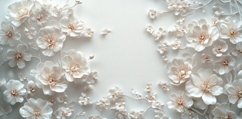 White 3D Floral Wall Decor with Branch