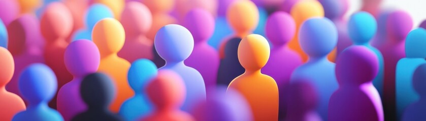 Crowdsourcing flat design, front view, pooling resources theme, 3D render, vivid