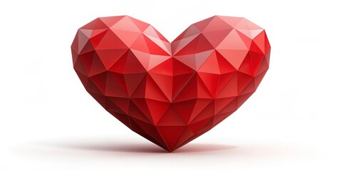 Red Polygonal Heart, 3D Render, Love, Geometric, Abstract, heart, geometry