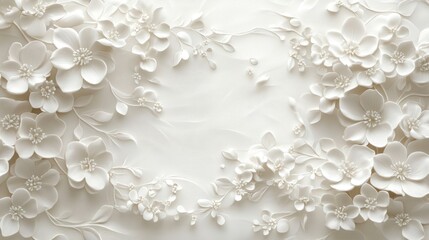 Fototapeta premium White 3D Floral Wall Decor with Textured Background