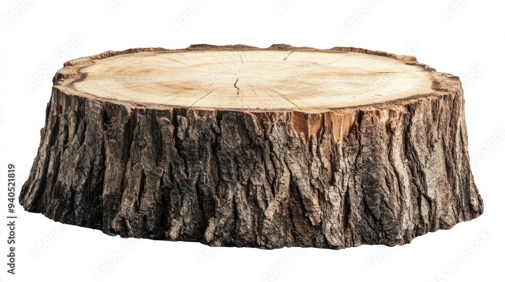 Poster a tree stump with a flat top surface