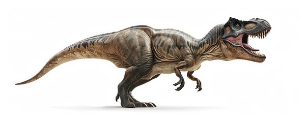 Fototapeta premium Ferocious T-Rex Dinosaur in Detailed Side Profile View.