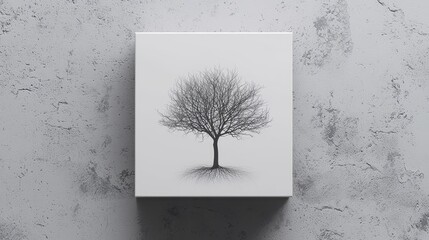  Minimalist box with a minimalist, abstract line drawing of a tree