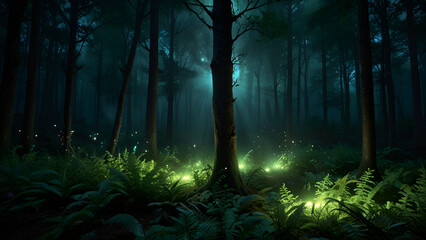 Obraz premium A swirling vortex of energy hidden deep within an enchanted forest, 