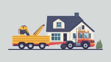 Naklejka premium Repossession flat design, side view, reclaiming assets theme, cartoon drawing, Complementary Color Scheme