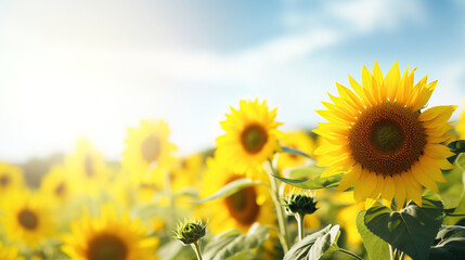 Fototapeta premium Sunflowers in Bloom: A Field of Golden Beauty