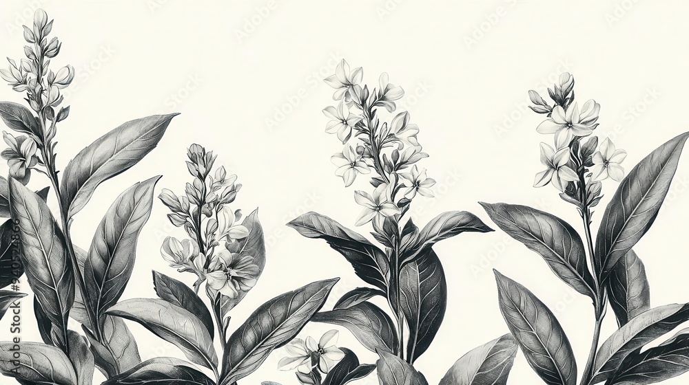 Wall mural botanical vintage engraving