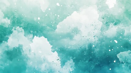 Abstract Watercolor Background with Green and White Splashes, Artistic Texture
