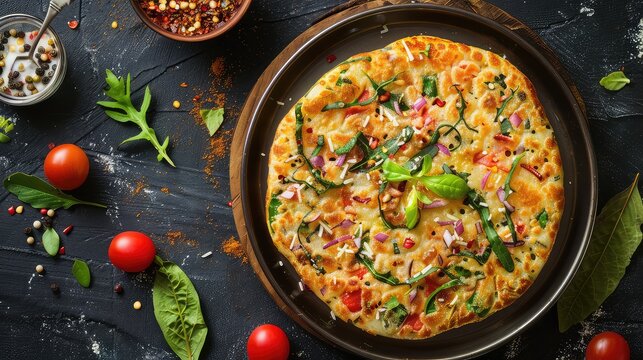 Uttapam, South Indian Dish, Spicy and Salty Pancake