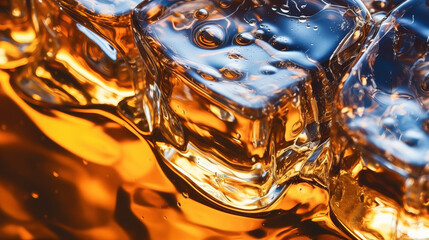 Close Up of Ice Cubes in Whiskey