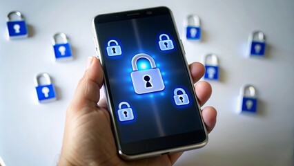 "Encryption Key Mobile Background" - A background featuring encryption key symbols surrounding a smartphone, highlighting data encryption.

