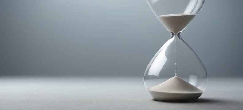 Hourglass with Sand Trickling in Transparent Glass, Long Neck an