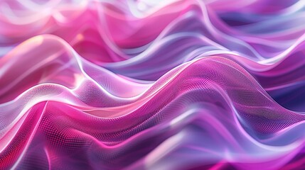 Fototapeta premium Abstract 3D digital wave art: a mesmerizing visual masterpiece with pink and purple high-saturation background, exuding depth and texture, showcasing a futuristic and modern aesthetic