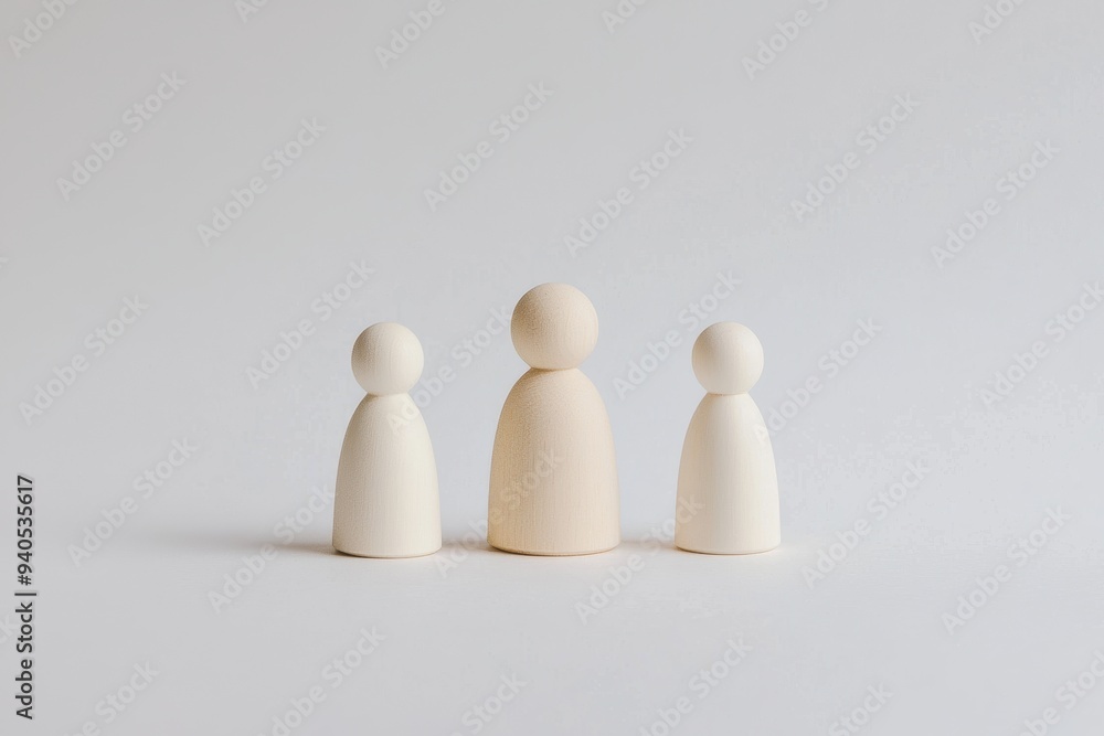 Poster minimalist wooden figures on plain background displaying simplicity in art