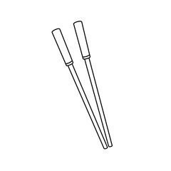Two chopsticks are drawn in black on a white background