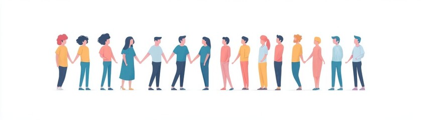 Fototapeta premium Social growth flat design, side view, building relationships theme, cartoon drawing, colored pastel