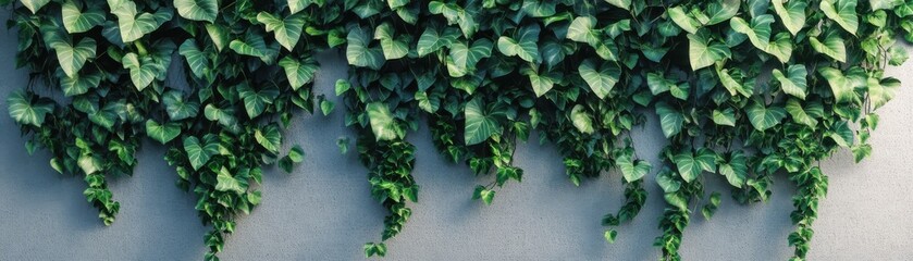 Fototapeta premium Ivy plants flat design, front view, climbing greenery theme, 3D render, Triadic Color Scheme