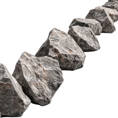 Obraz premium A series of natural stones arranged in a row, showcasing their unique textures and colors, perfect for various design projects. Isolated on transparent background.