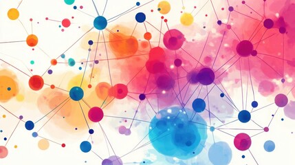 Growth of networks flat design, front view, expanding connections theme, water color, vivid