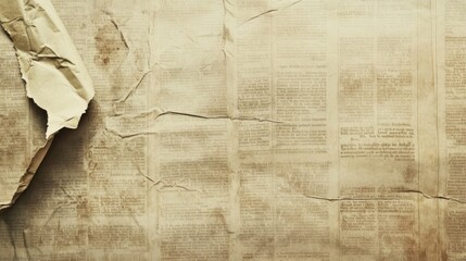 Vintage Aged Paper with Torn Edges and Faded Text, Antique Document Texture
