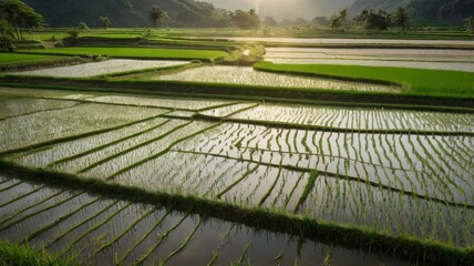 Discover tranquil rice field scenery 