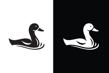 Duck Icon silhouette Flat Graphic Design. Simple duck icon design template vector black white background.