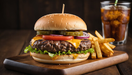 Hamburger on a table