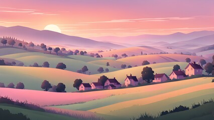 Obraz premium A beautiful landscape with a sunset in the background