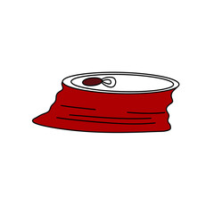 A red can with a red lid is shown on a white background