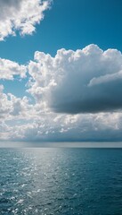 Calm weather on sea or ocean with clouds. Ai generated image
