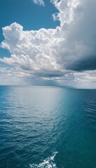 Obraz premium Calm weather on sea or ocean with clouds. Ai generated image