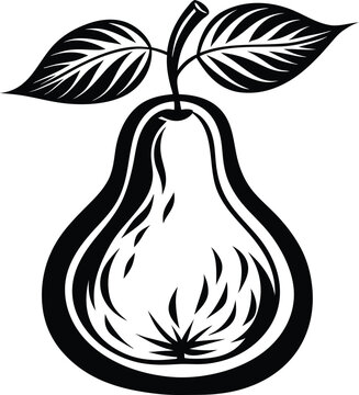 black pear fruit with leaves