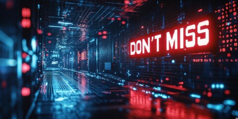 Obraz premium Explore the Futuristic Digital Corridor Enhanced with Neon Lights and Cyber Aesthetics