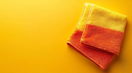 Washcloths on yellow background