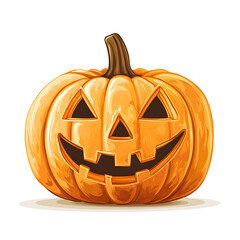 Halloween pumpkin with evil face isolated on white background