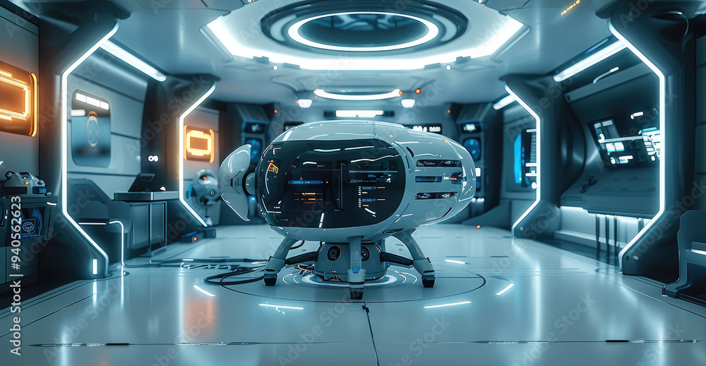 Poster a futuristic ai-powered emergency response center coordinating rescue operations with drones and rob