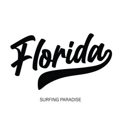 Florida Beach typography design with map vector. surfing theme badge design. For t-shirt prints, posters, stickers and other uses.	
