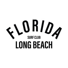 Florida Beach typography design with map vector. surfing theme badge design. For t-shirt prints, posters, stickers and other uses.	
