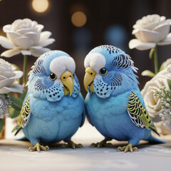 Cute and beautiful colorful parrots