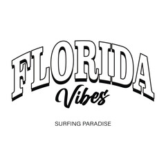Florida Beach typography design with map vector. surfing theme badge design. For t-shirt prints, posters, stickers and other uses.	
