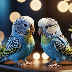 Cute and beautiful colorful parrots