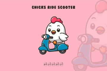 Adorable Chick Scooter Ride