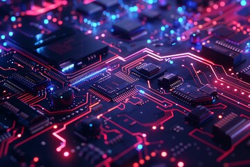 Obraz premium Closeup of electronic circuit board.