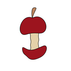 A cartoon apple with a bite taken out of it