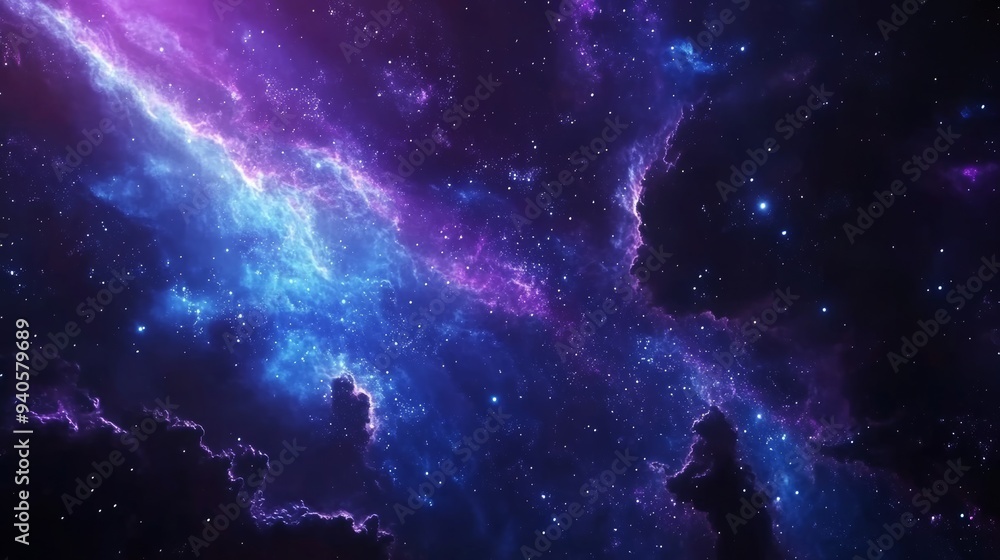 Poster Cosmos Galaxy Exploration Through Outer Space Towards Glowing Milky Way Galaxy Generative AI