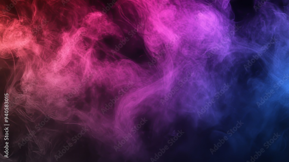Poster colorful ambient smoke effect on black background for abstract concepts generative ai