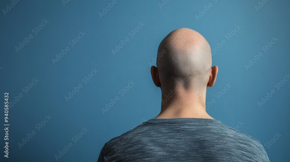 Poster Bald Man Portrait with Copy Space for Text Generative AI